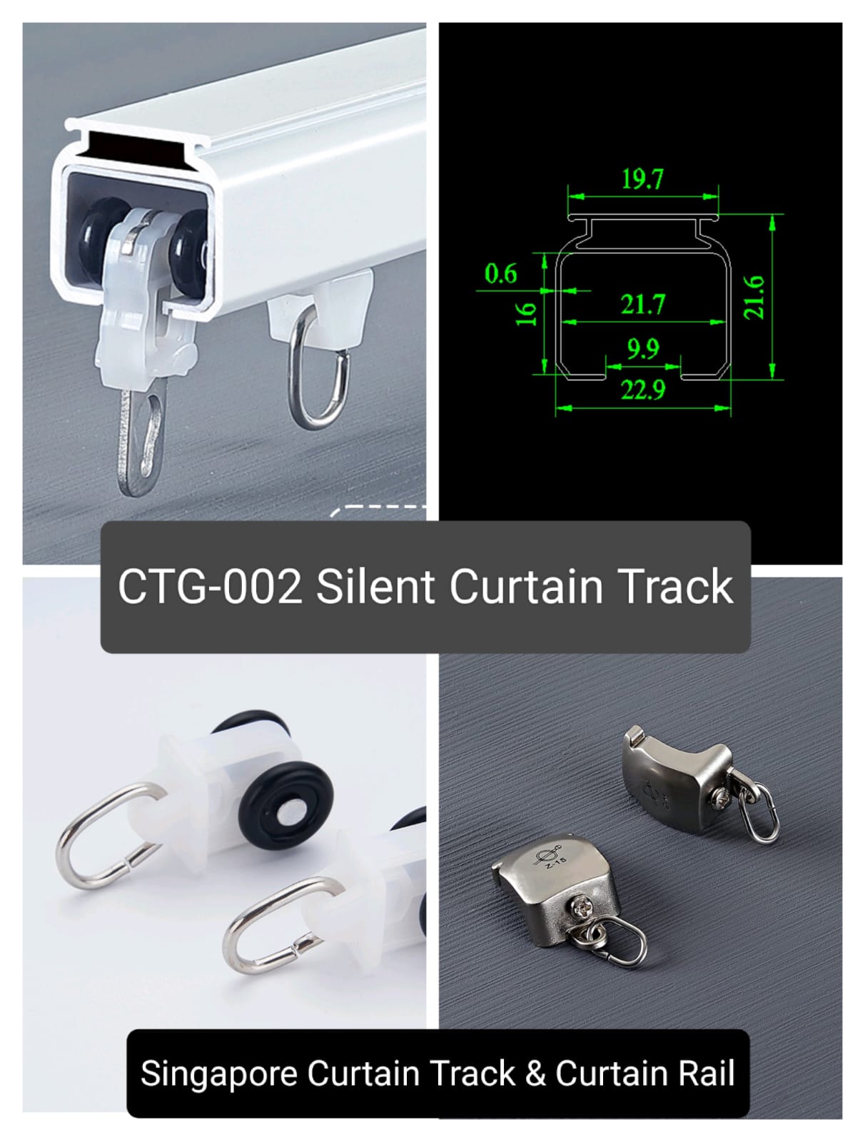 Silent Aluminium Curtain Track CTG-002