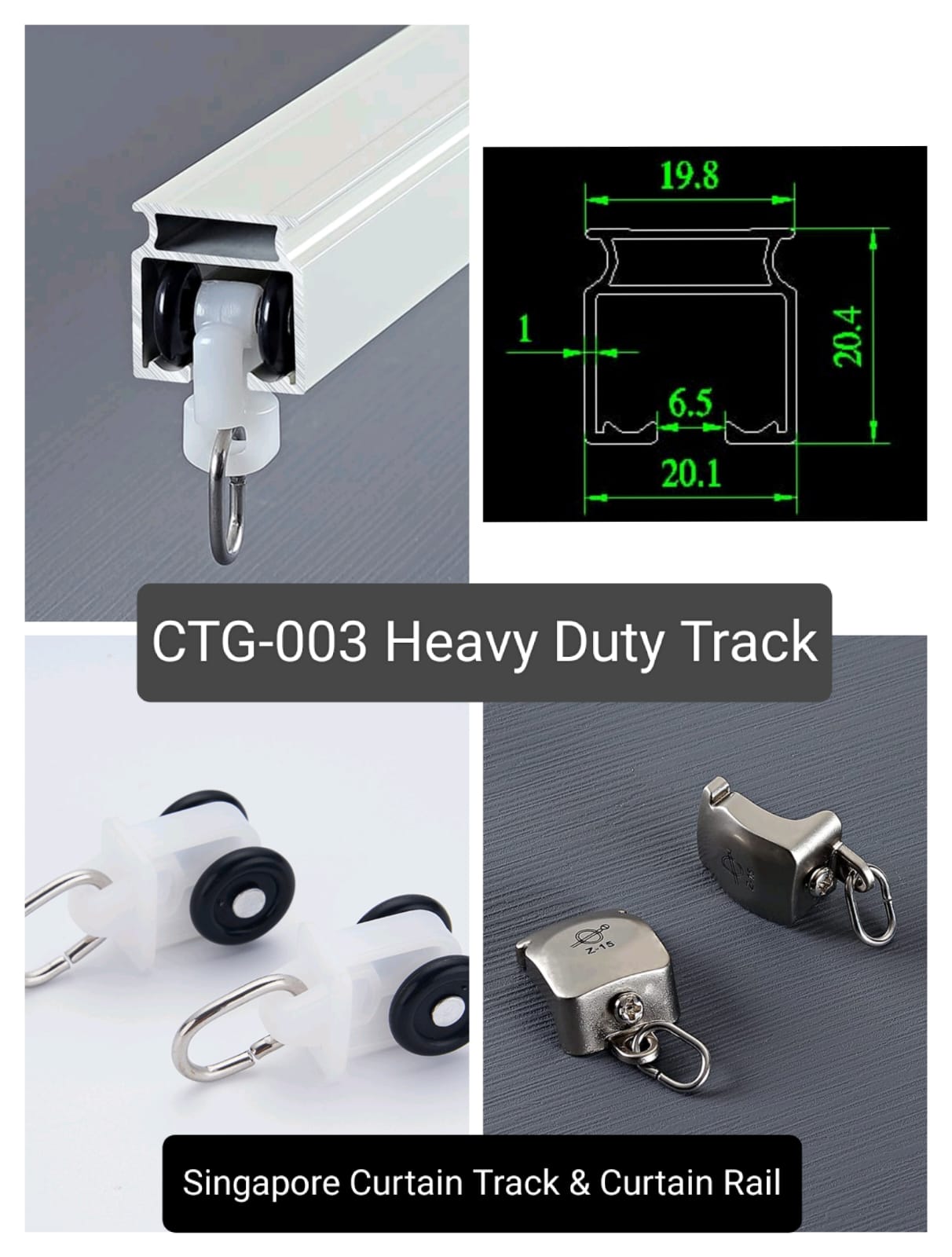 Heavy Duty Aluminum Curtain Track CTG-003